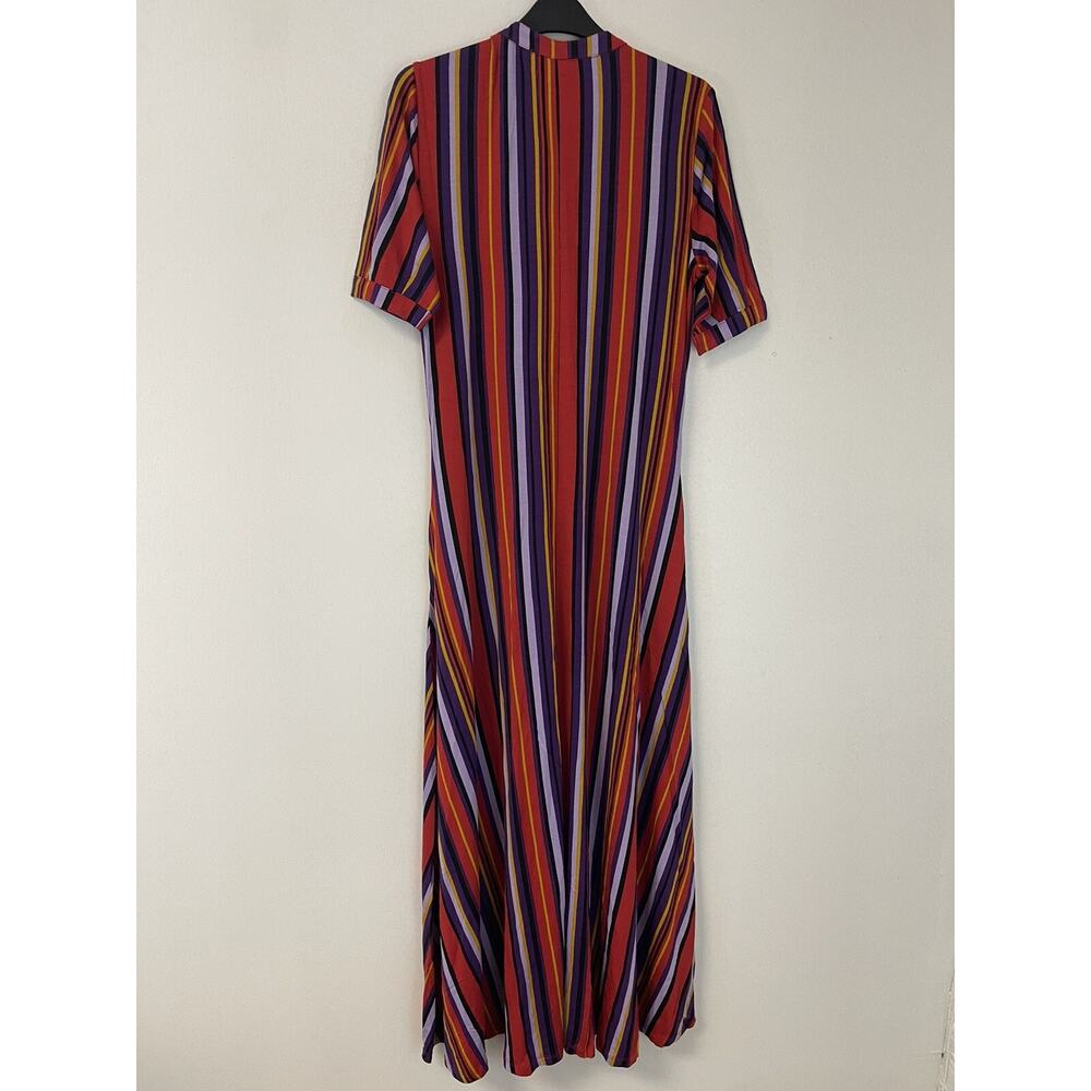 Reserved Shirt Dress Womens Medium A Line Striped Color Block Red N184 - Picture 5 of 9